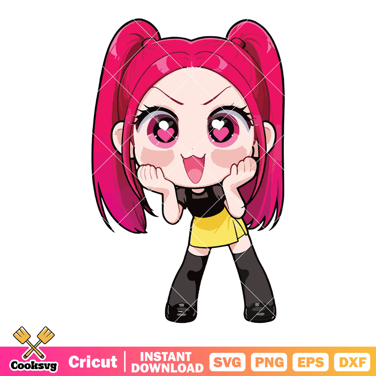 Love eyes mira chibi svg, mira kpop svg, huntrix netflix svg