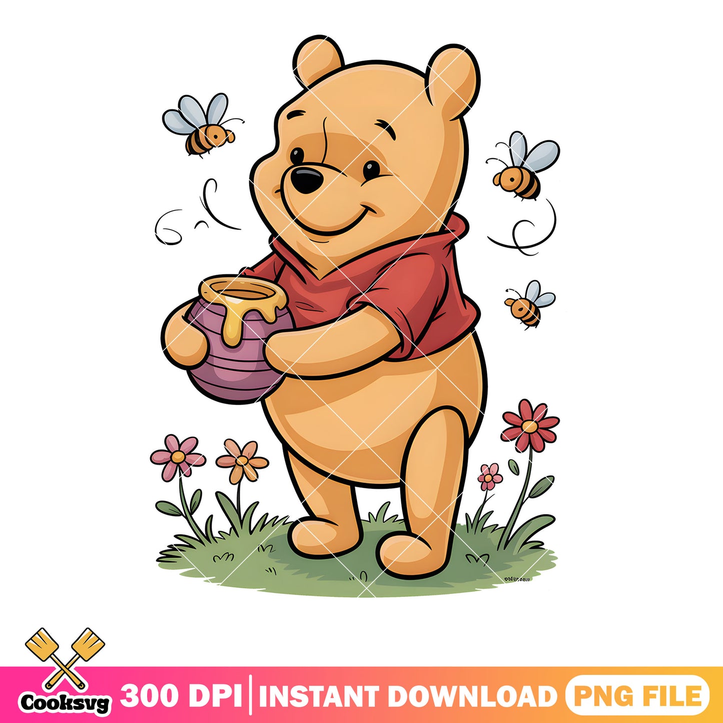 Lovely pot bear winnie png, disney poster png, winnie the pooh png