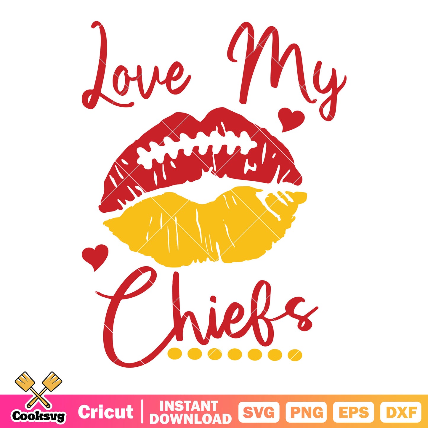 Love my chiefs football svg, kc chiefs svg, kiss mark svg