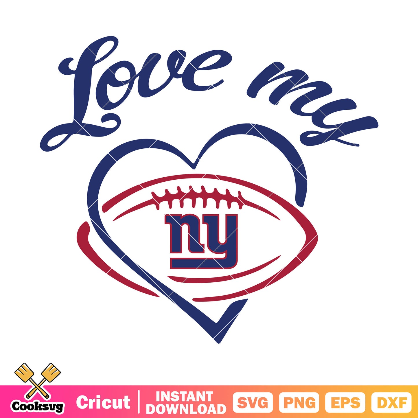 Love my ny giants team svg, new york giants svg, heart shape svg