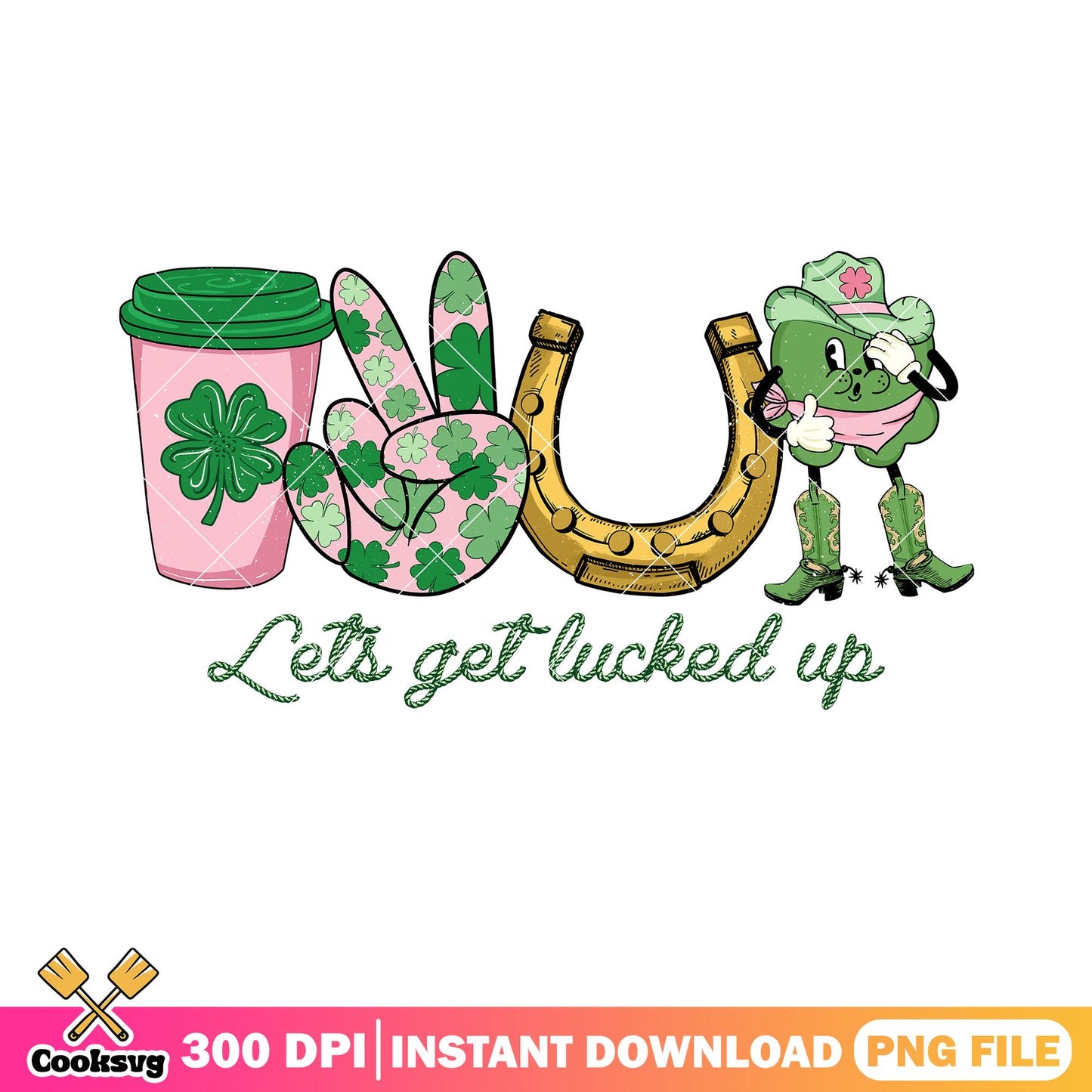 Lucky latte peace howdy png, saint patricks png, howdy patricks png