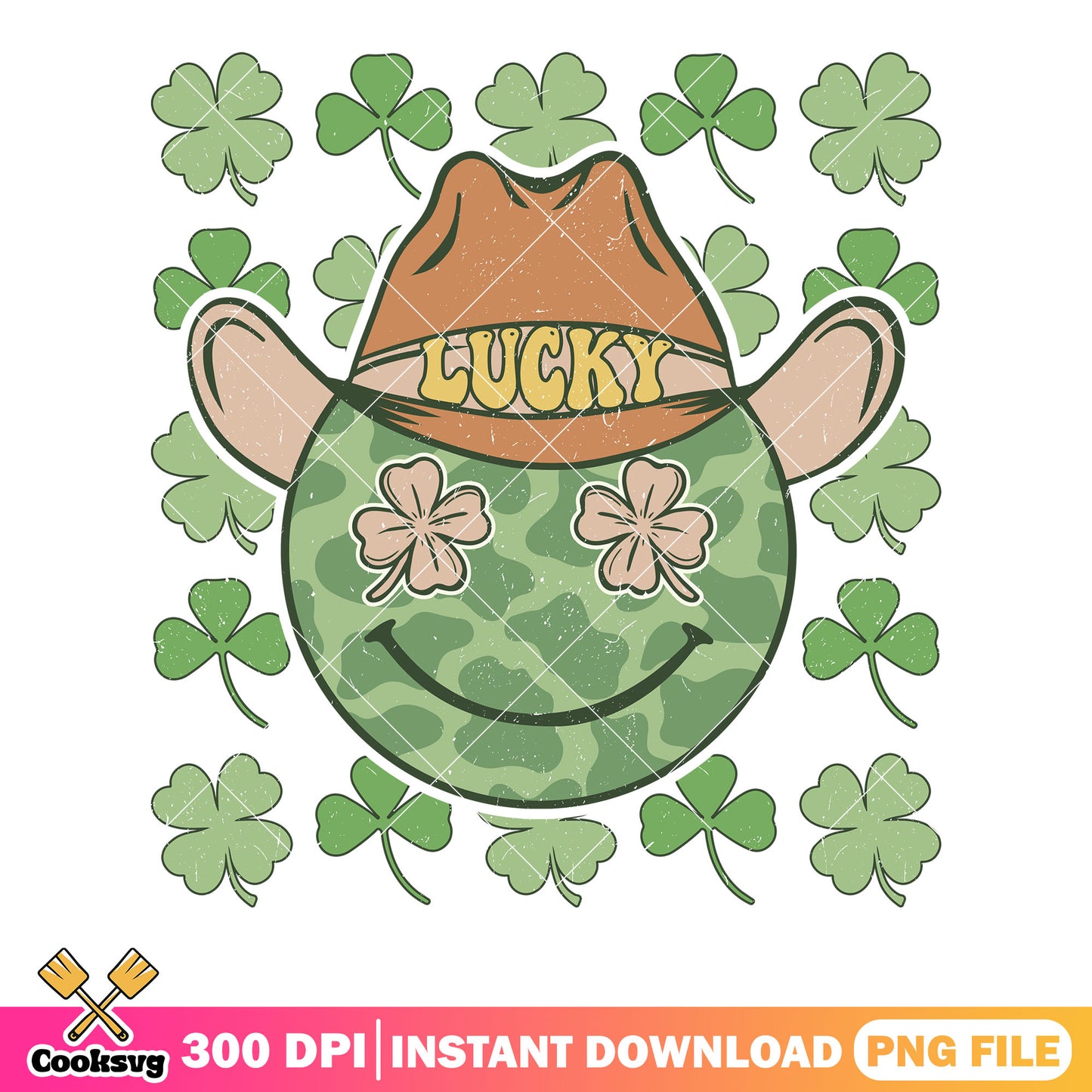 Lucky smiling face png, lucky vibes png, happy patricks day png