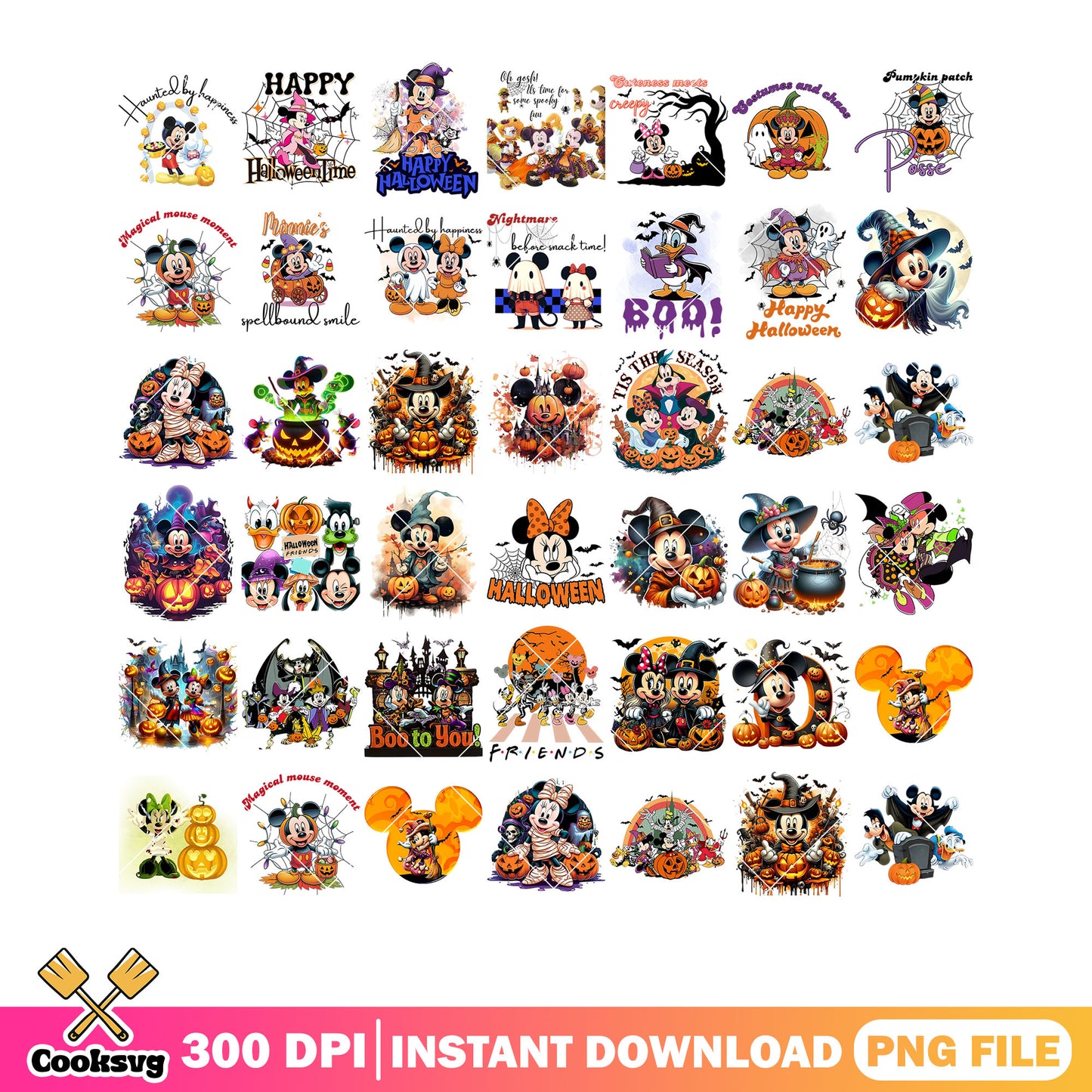 Magical mouse moment png bundle, spider web png, witches broom png