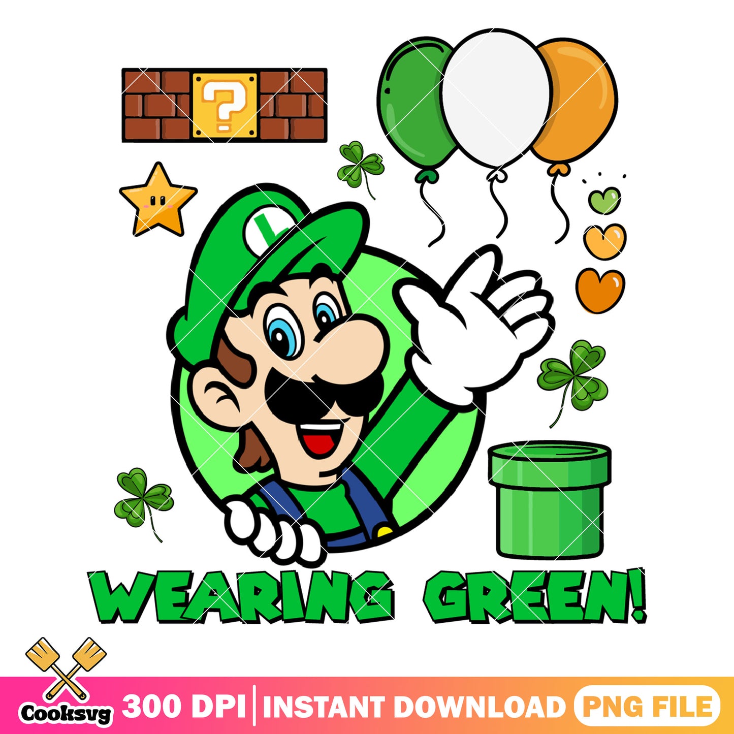 Mario brother wearing green png, mario brother png, mario st patrick's day png