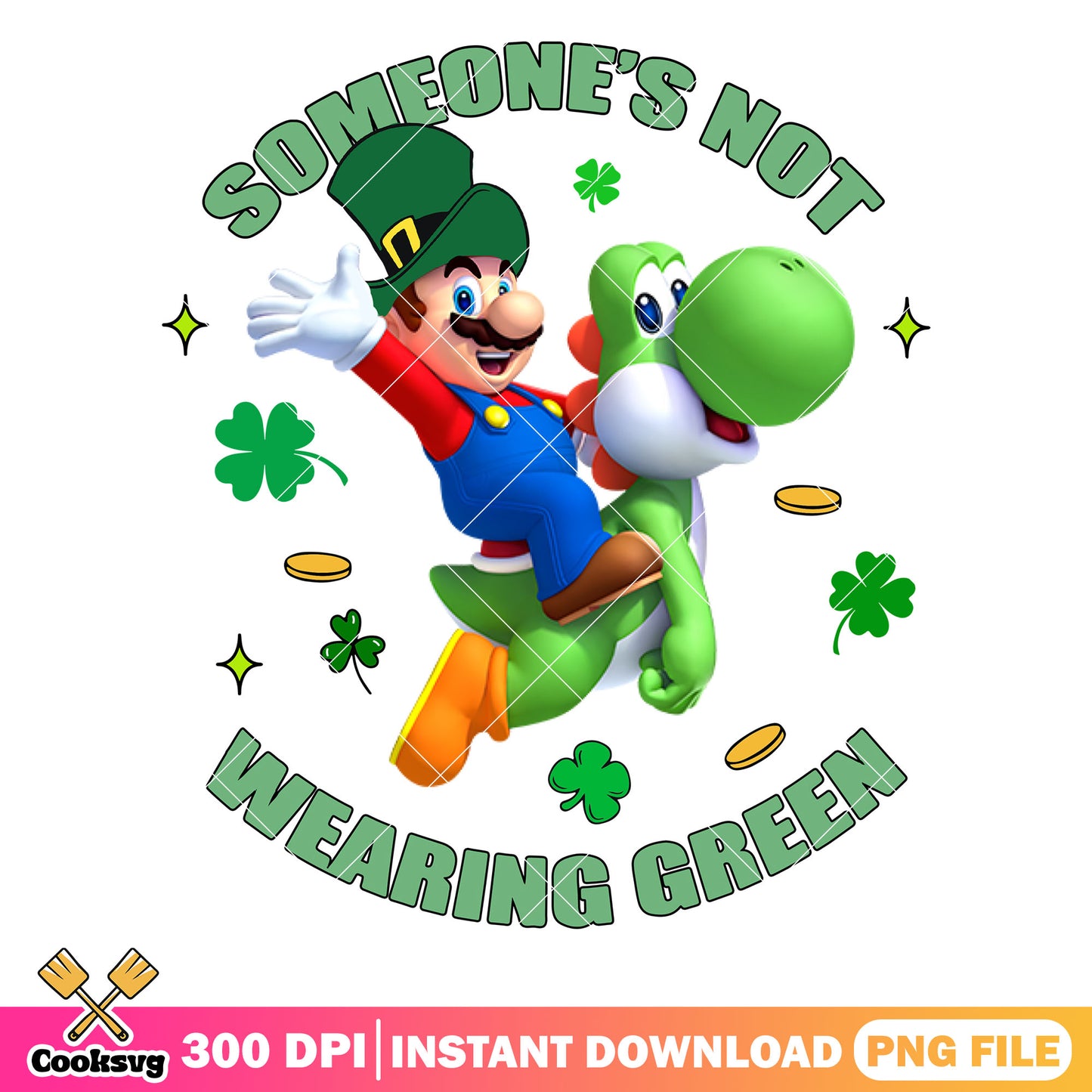 Mario someones not green png, green mario png, mario st patrick's day png