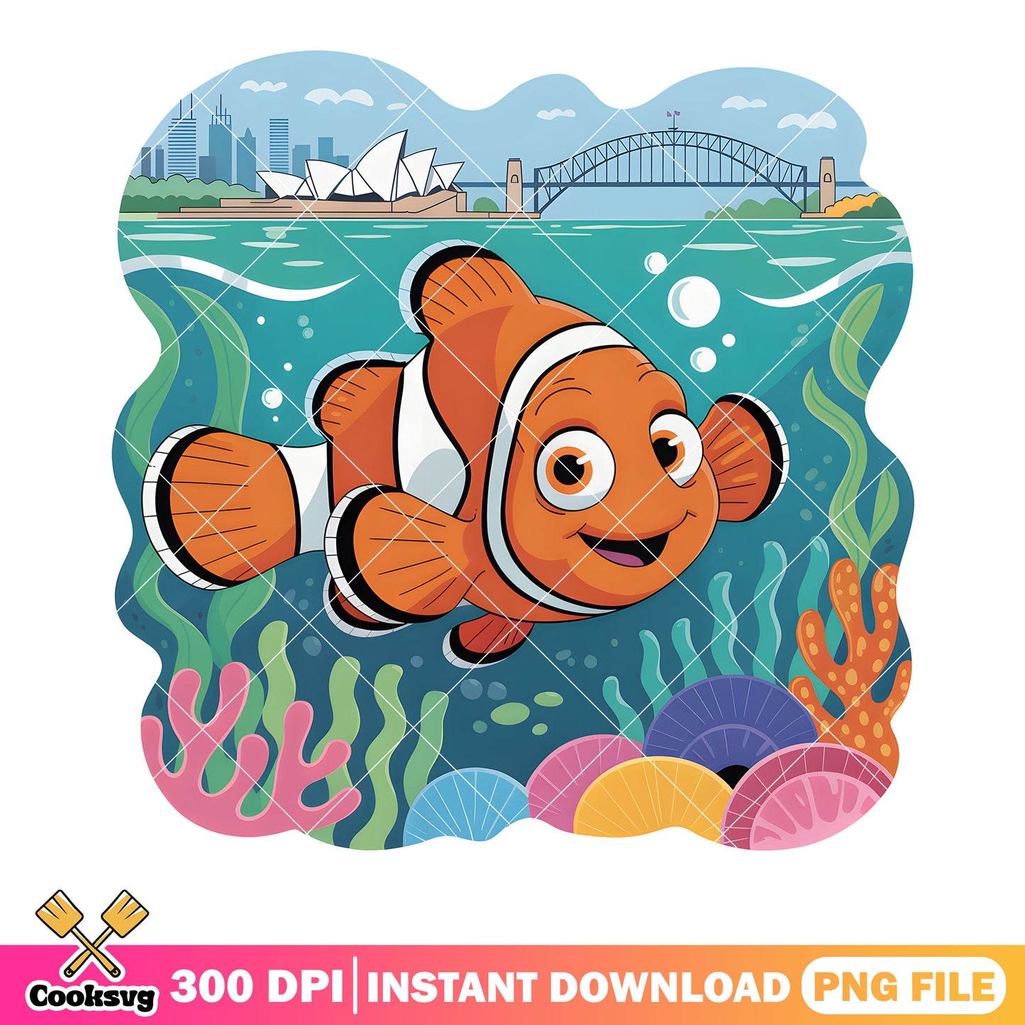 Marlin in sydney ocean png, disney poster png, clownfish marlin png