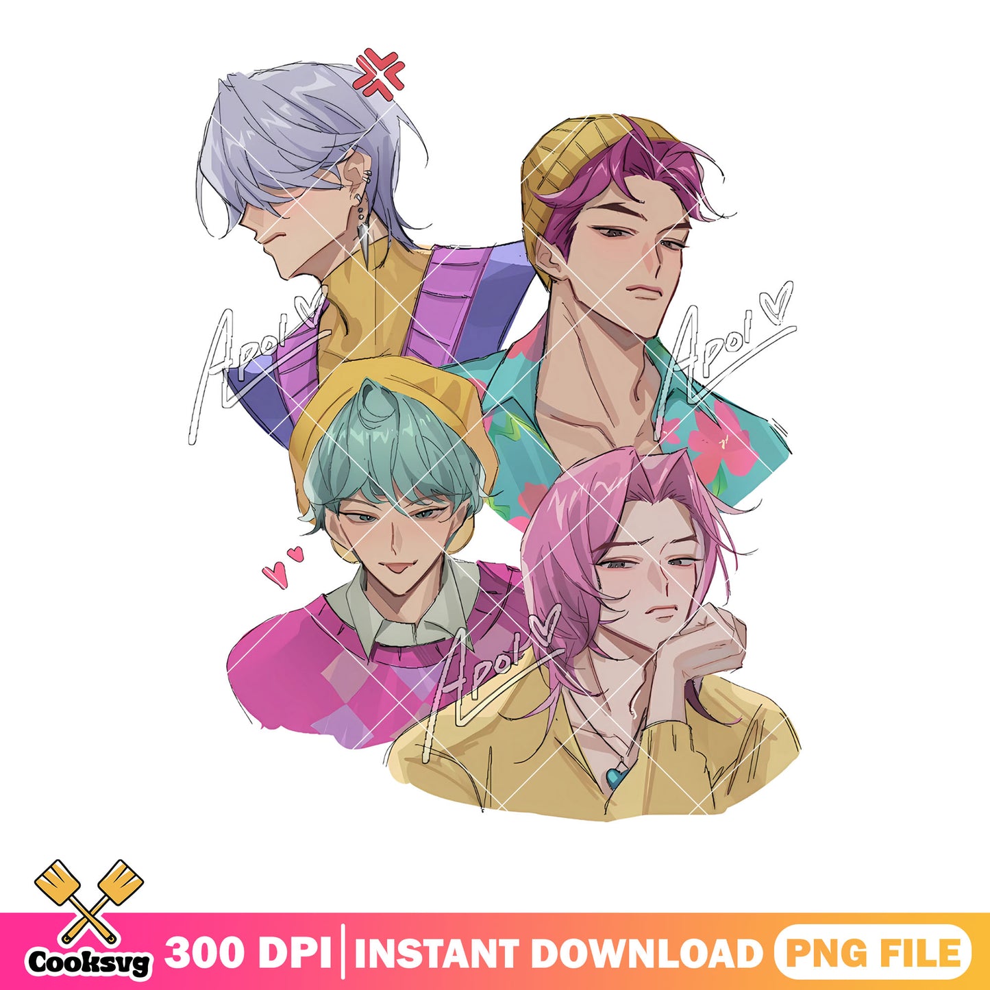 Members saja kpop png, poster saja signature png, anime boys pn