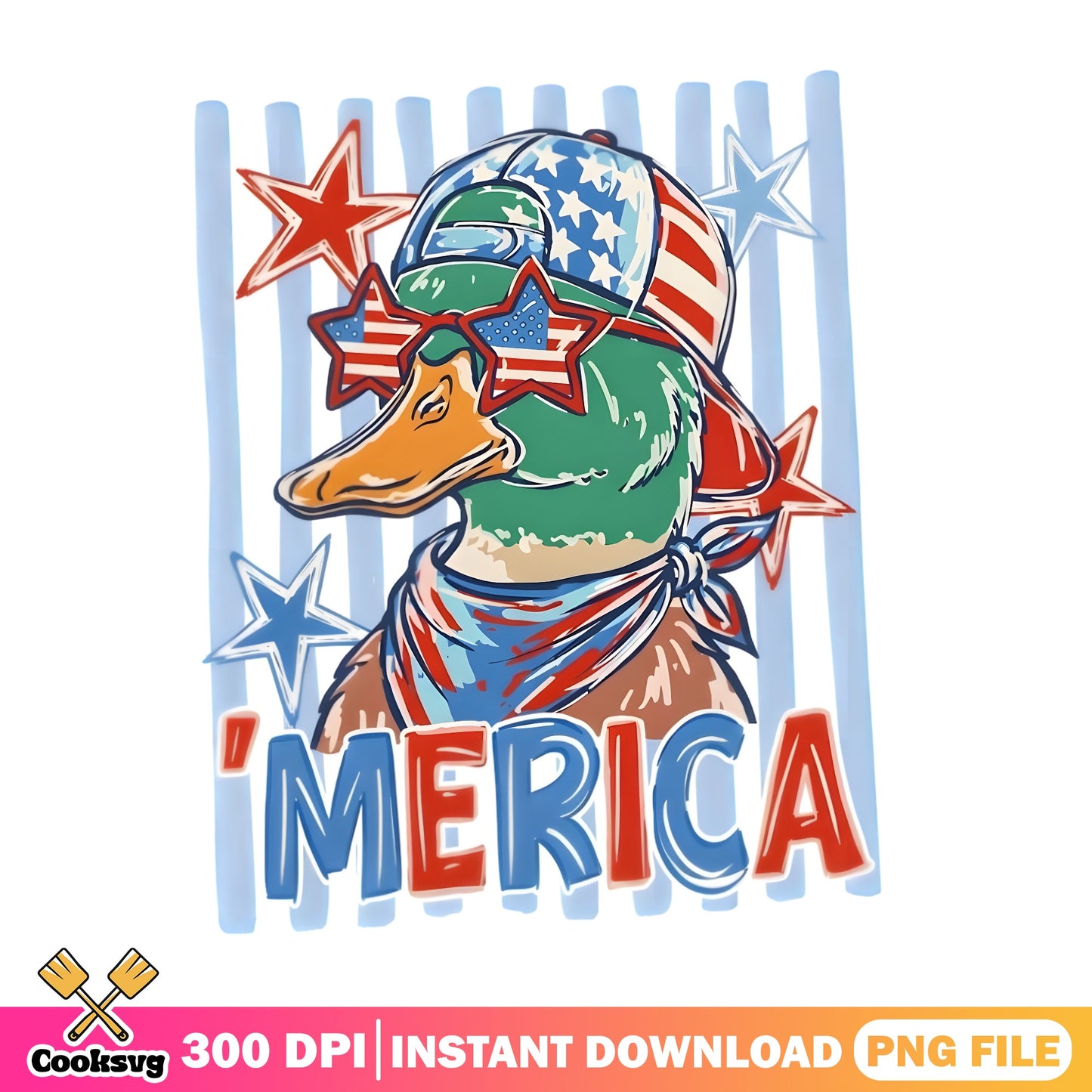 Merica Duck 4th Of July PNG, Patriotic Duck PNG, American PNG