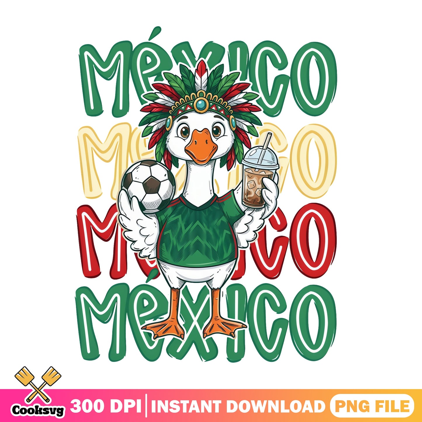 Mexico Duck Soccer PNG, Funny Mexico Football Shirt, Mexico PNG