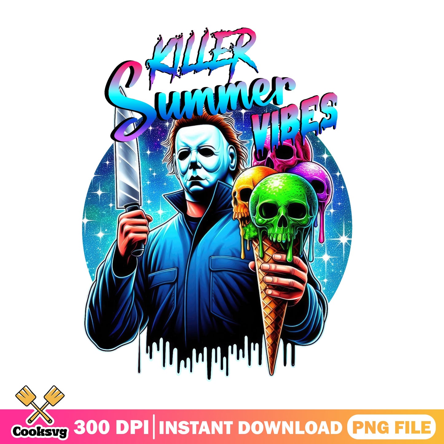 Michael Myers Killer Summer Vibes PNG, Horror PNG, Halloween PNG