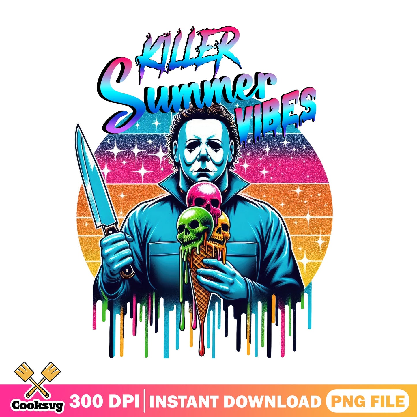 Michael Myers Killer Summer Vibes PNG, Horror Summer PNG, Halloween PNG