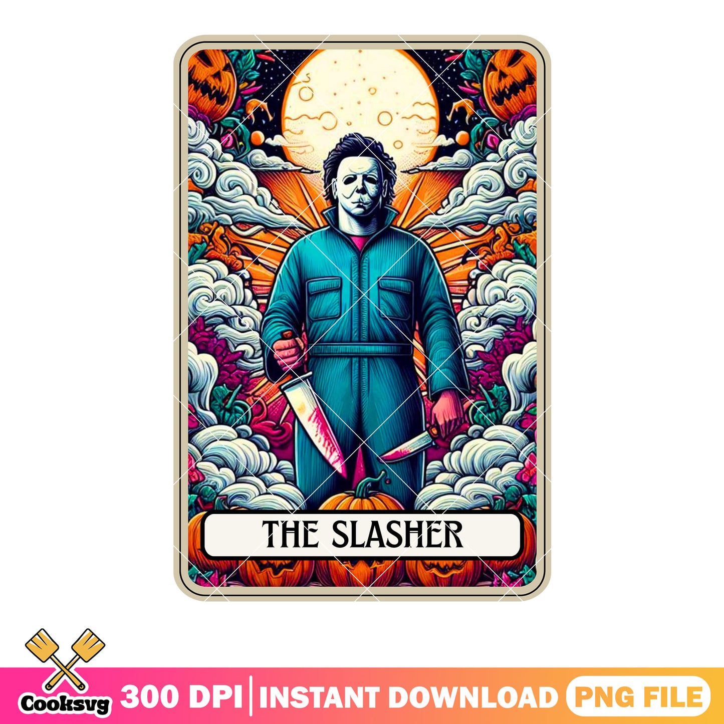 Michael myers the slasher png, bloody knife png, halloween art png