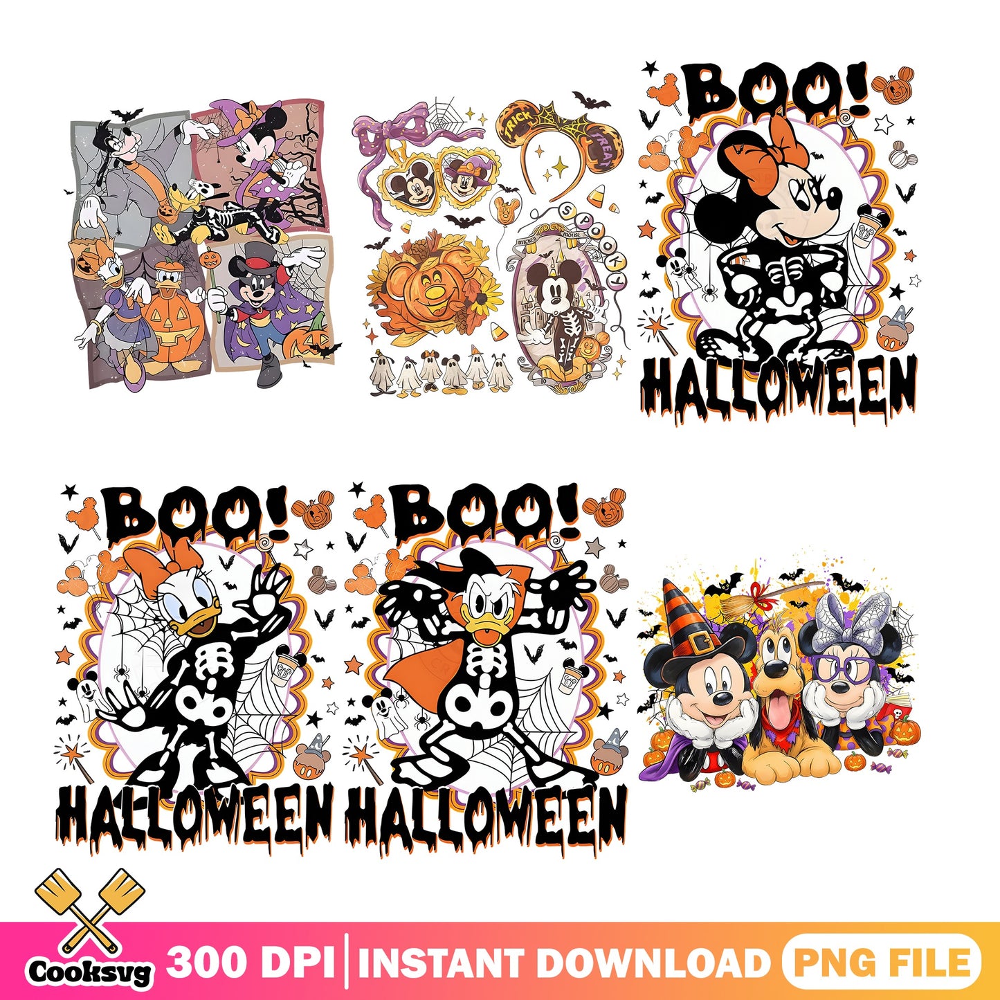 Mickey Mouse Halloween PNG Bundle, Disney Halloween PNG, Boo PNG