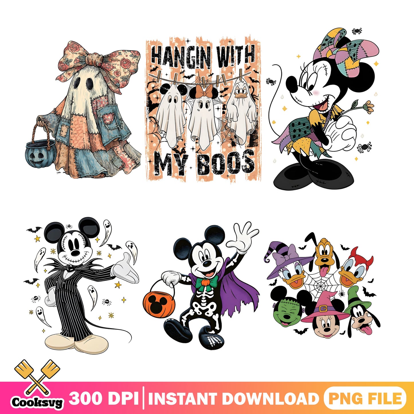 Mickey Mouse Halloween PNG Bundle, Disney Halloween PNG, Minnie Mouse PNG