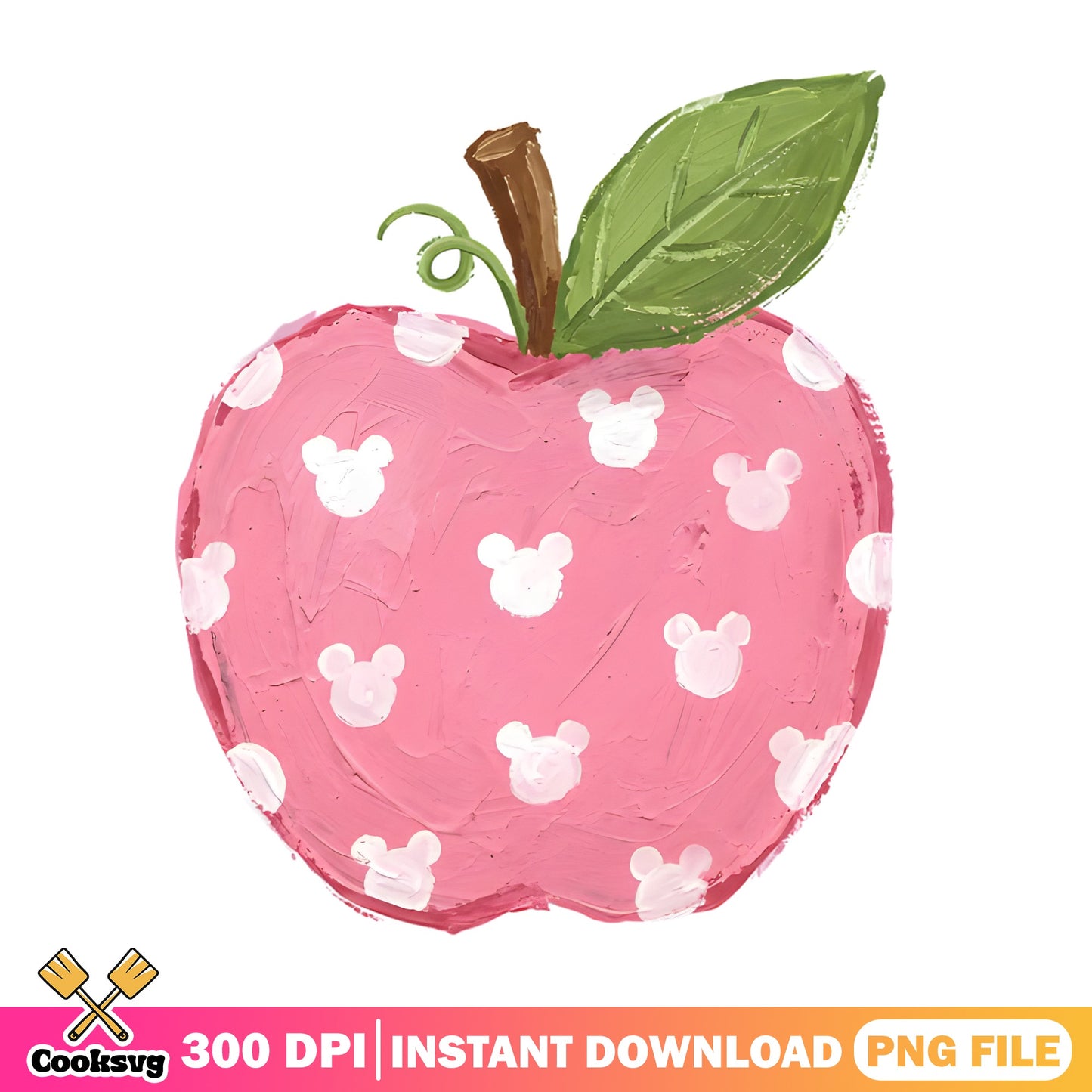 Mickey Mouse Pink Apple PNG, Disney Teacher Apple PNG, Back To School PNG