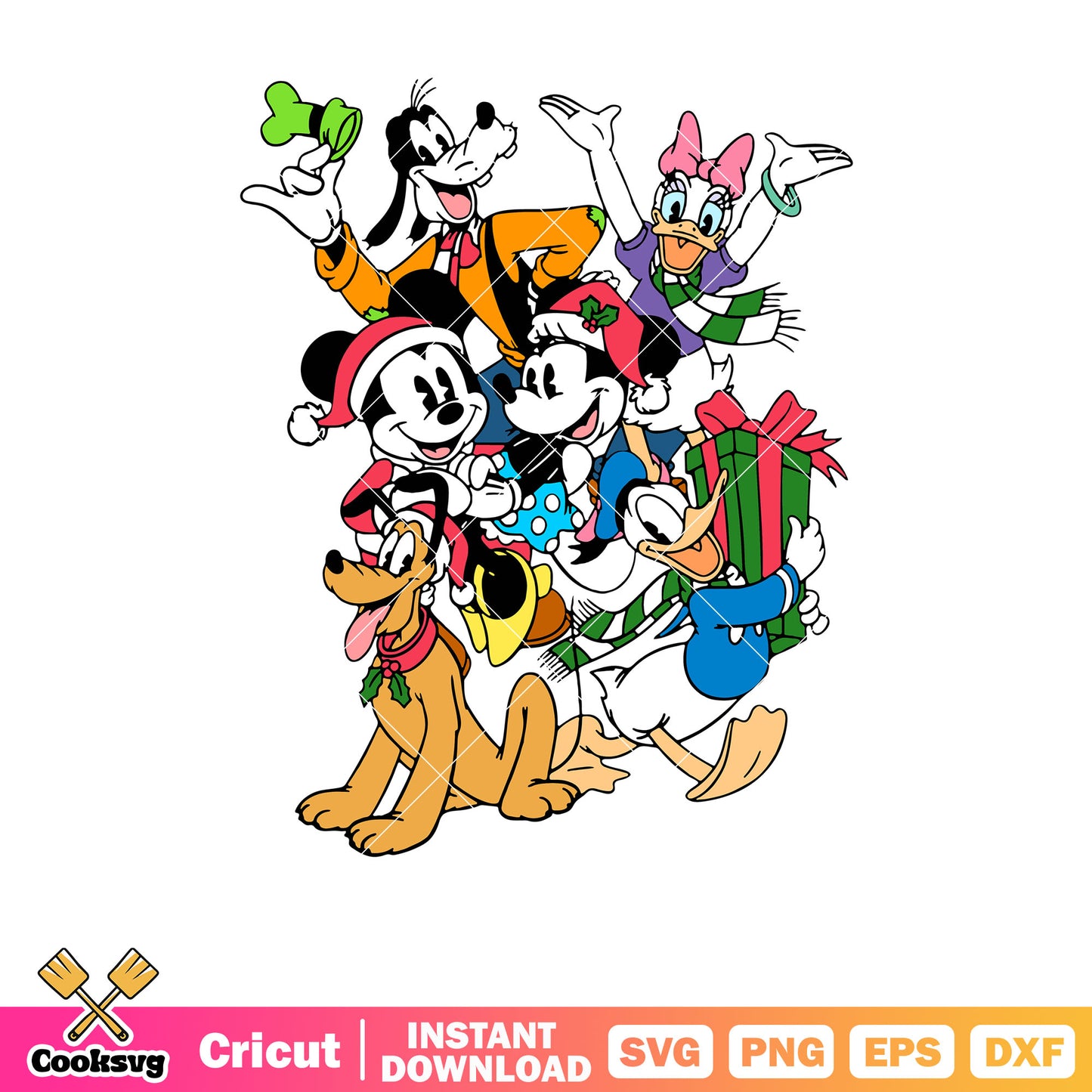 Mickey and friends christmas vintage svg