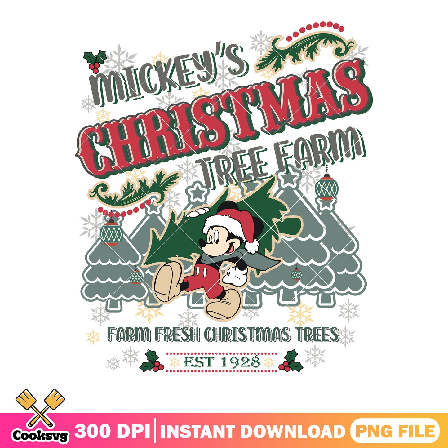 Mickey christmas tree farm png, mickey mouse png, christmas tree png