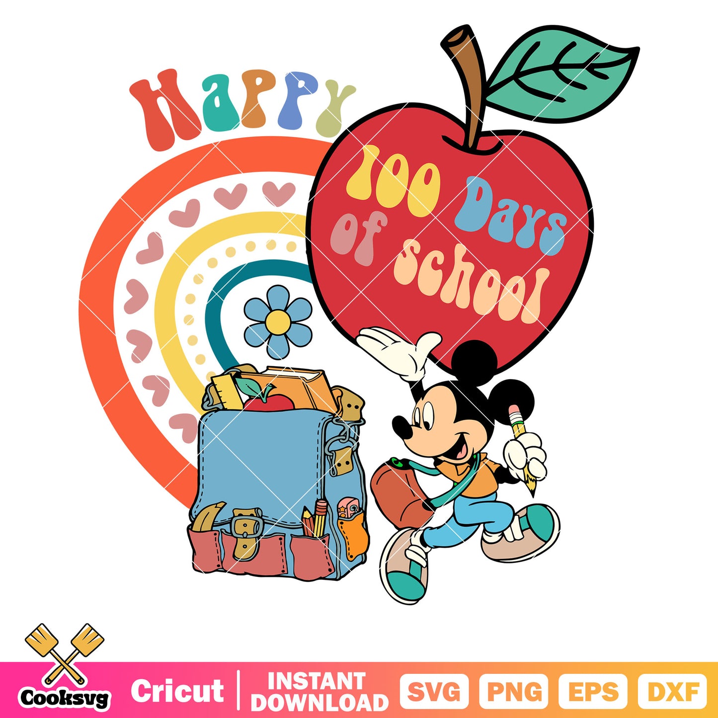 Mickey disney happy 100 days of school svg, 100 days of school svg