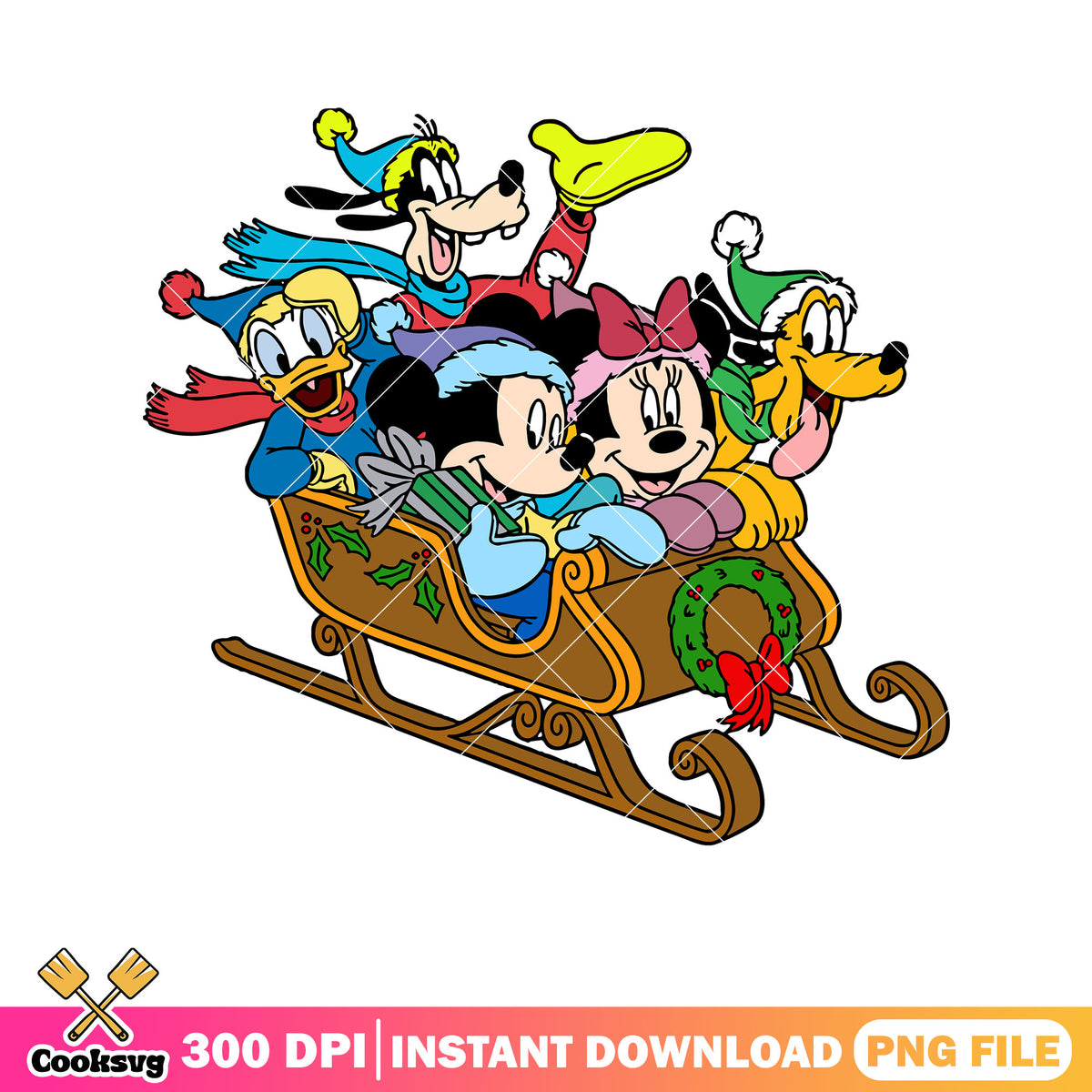 Mickey friends reindeer cart png