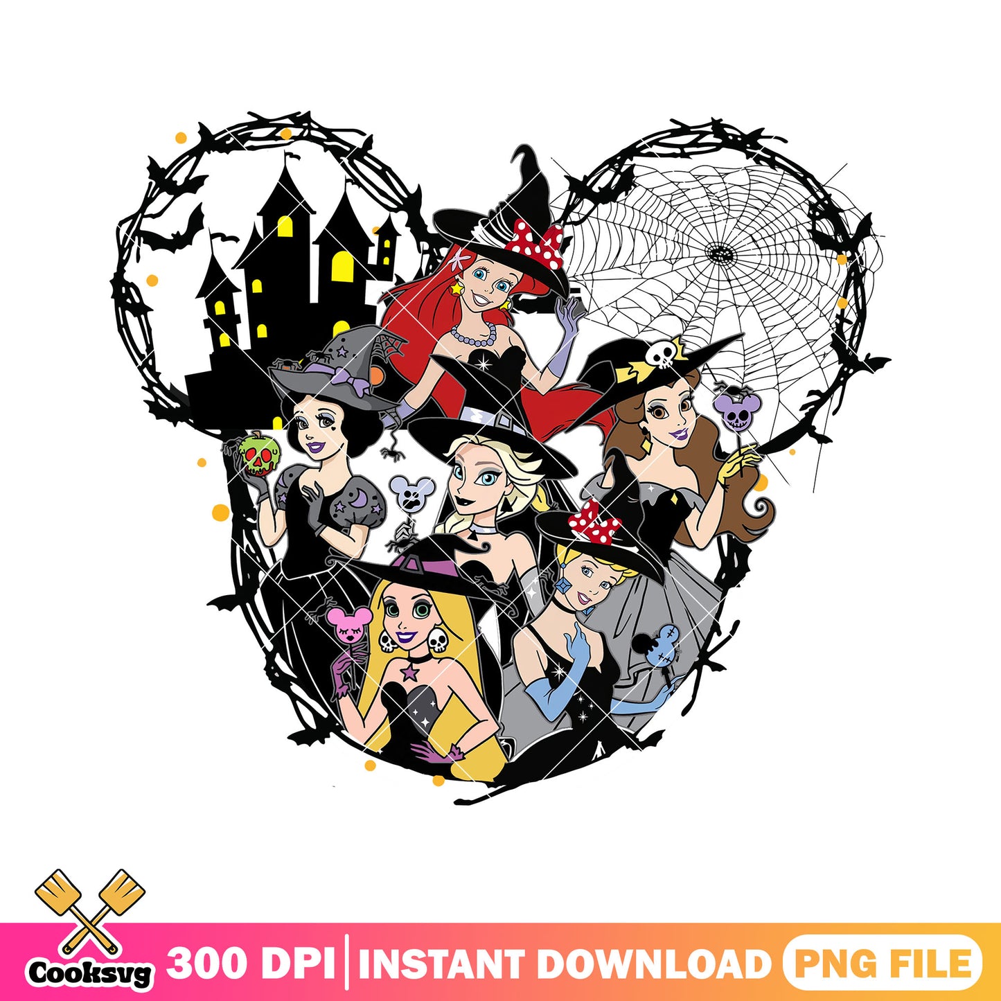 Mickey halloween princess png, princess halloween png, scary disney png