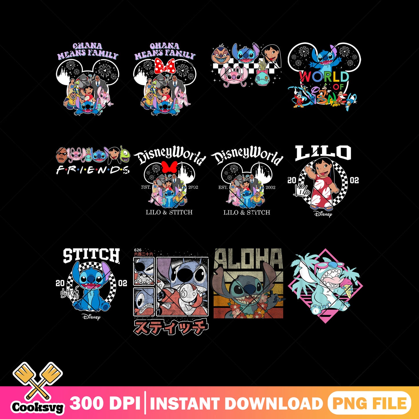 Mickey head stitch png bundle, disney stitch png, mickey head png