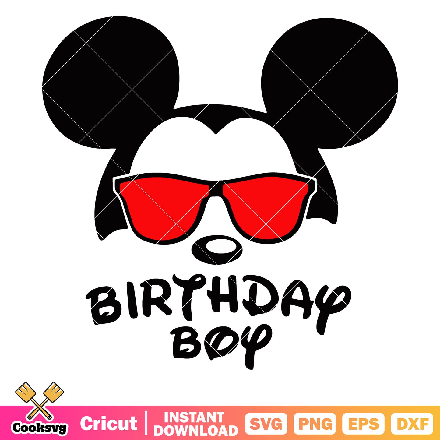 Mickey head sunglasses birthday boy svg, disney birthday svg, sunglasses mickey mouse svg