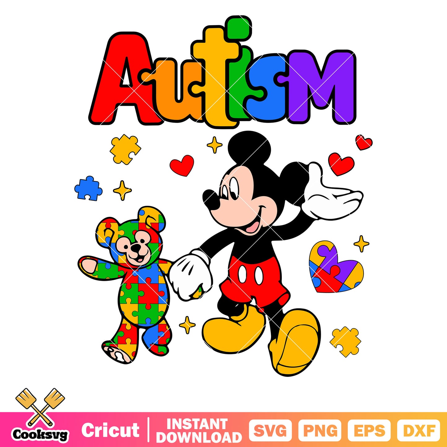 Mickey love autism day svg, mickey mouse autism svg, autism awareness t shirt svg