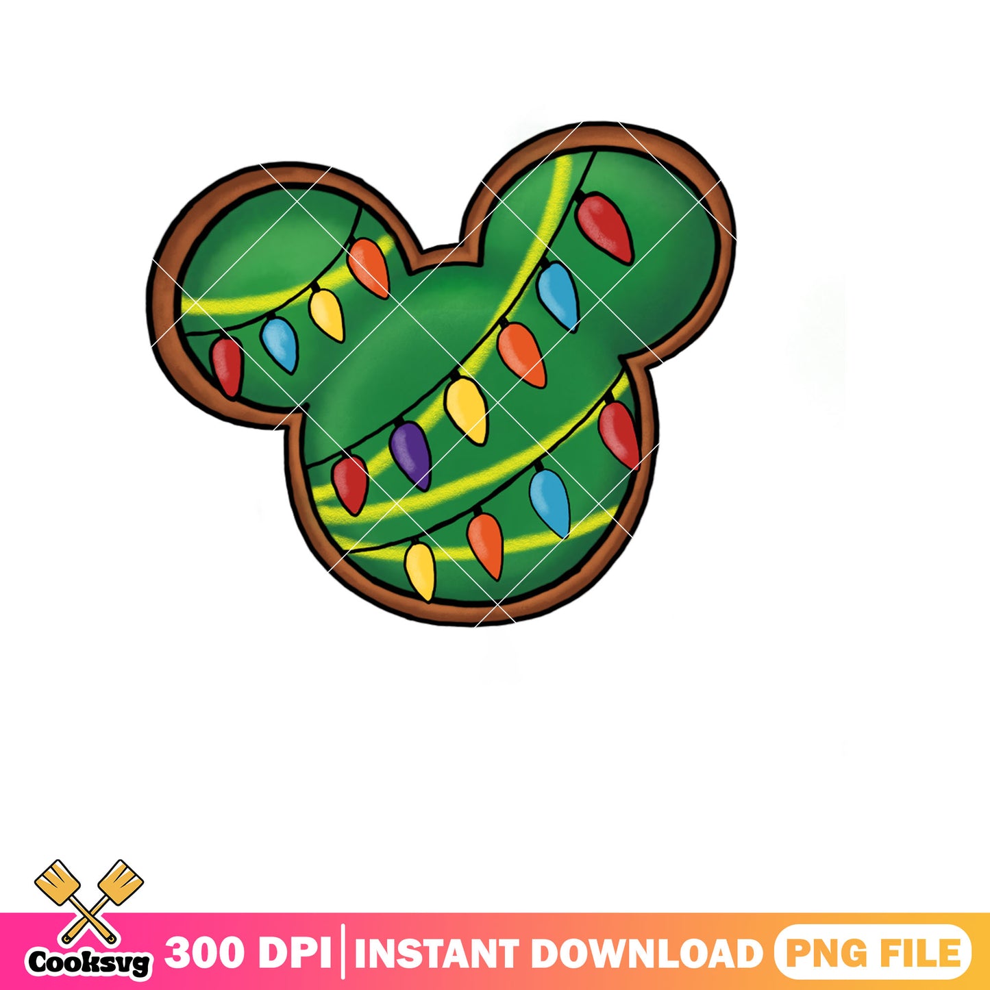 Mickey mouse head christmas lights png, mickey mouse christmas png
