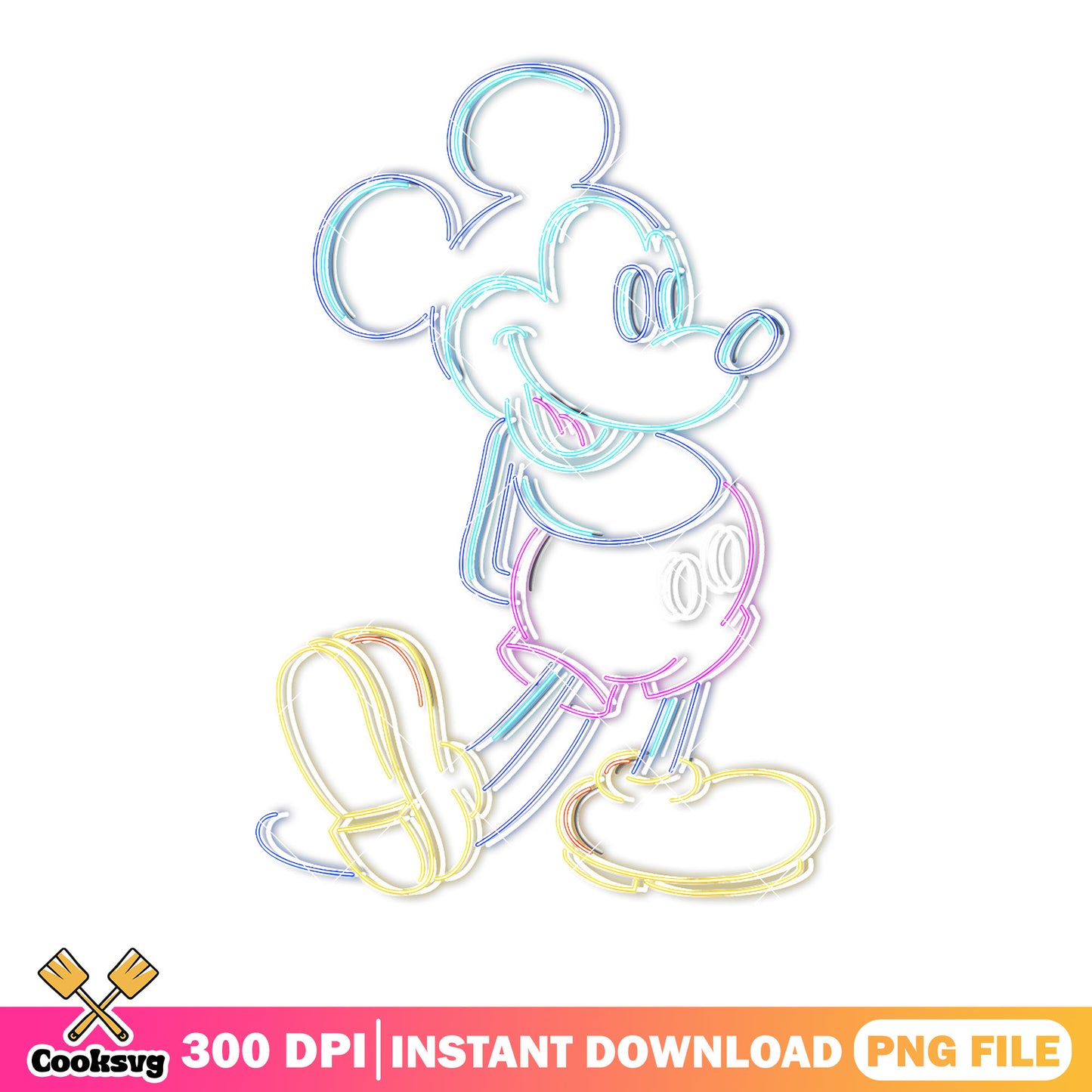 Mickey mouse neon png, mickey movie png, disney characters png