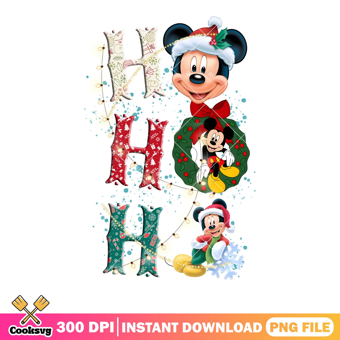 Mickey santa hat png, wreath christmas png, mickey mouse png