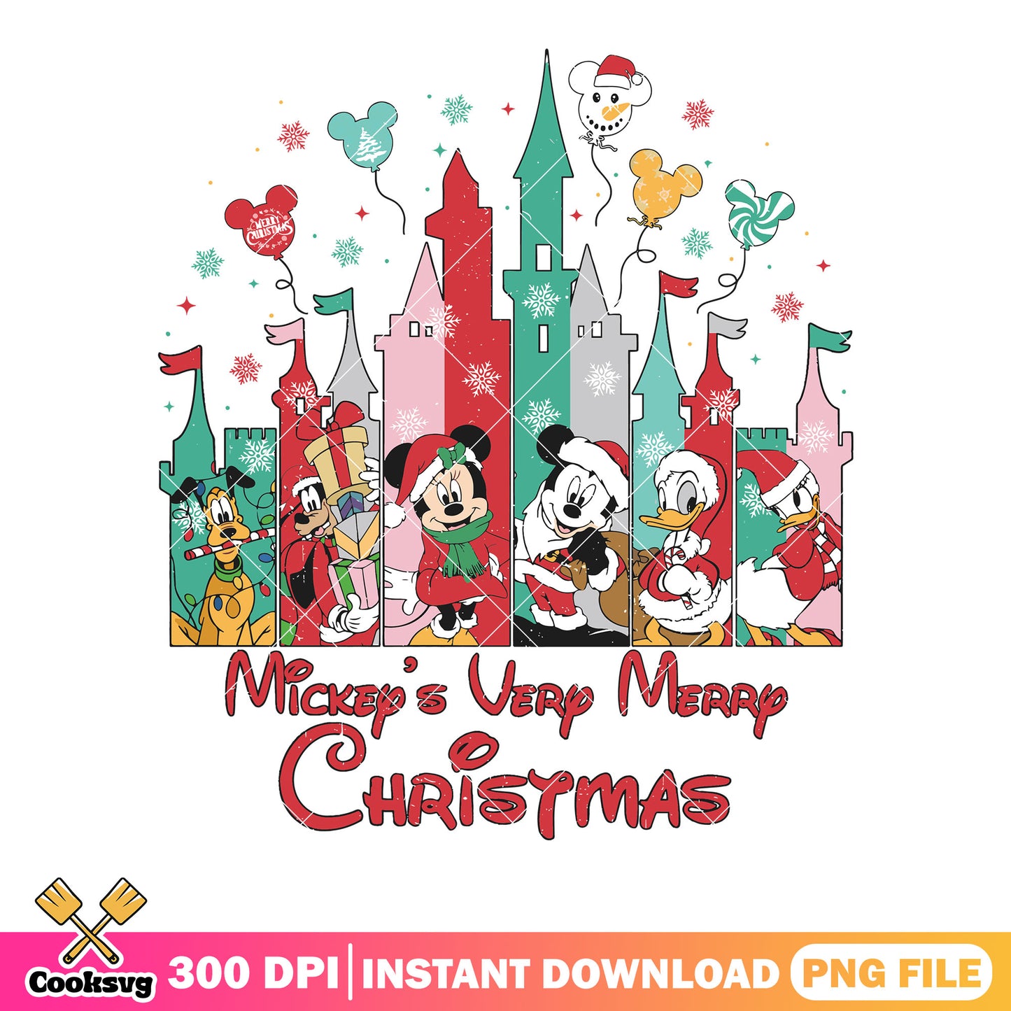 Mickey very merry christmas png, disney castle png, mickey and friends png