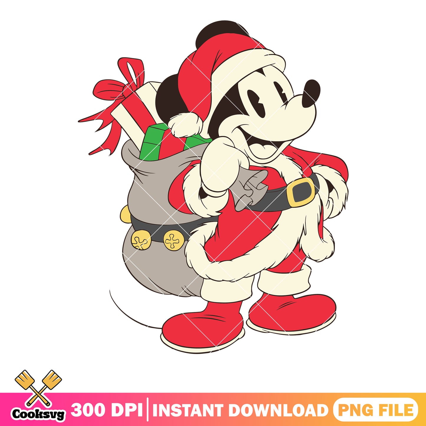 Mickey with christmas gifts png, mickey mouse png, santa claus png
