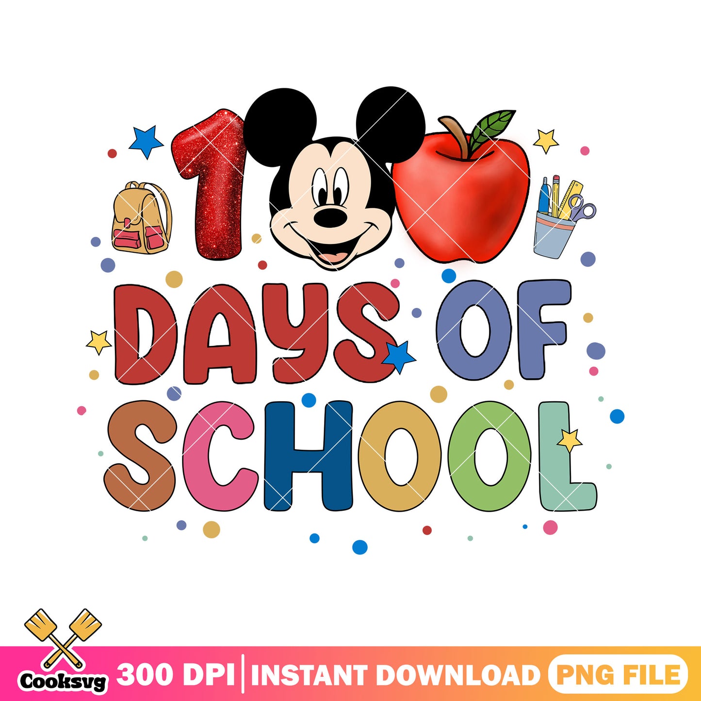 Mickey with school 100 days png, back to school png, mickey disney png