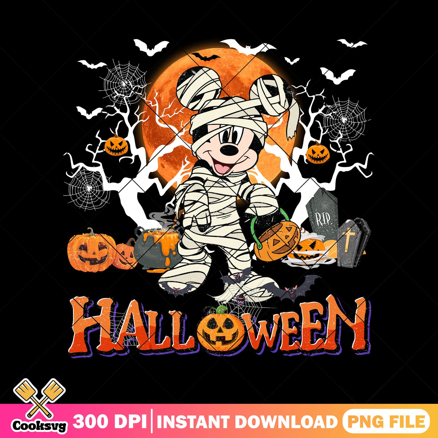 Mickey wrapped mummy png, terrifying mickey png, disney halloween png