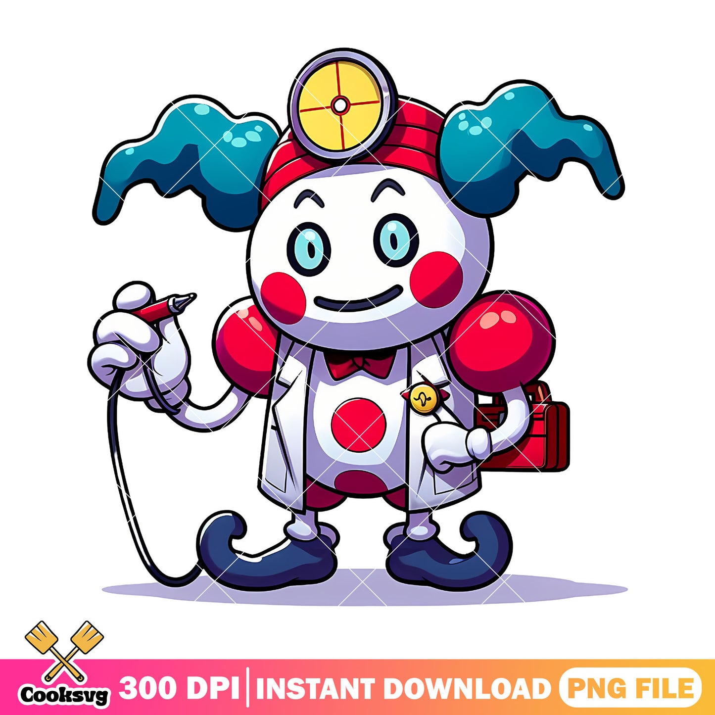 Mime doctor figure png, custome kokemon ong, halloween decor png