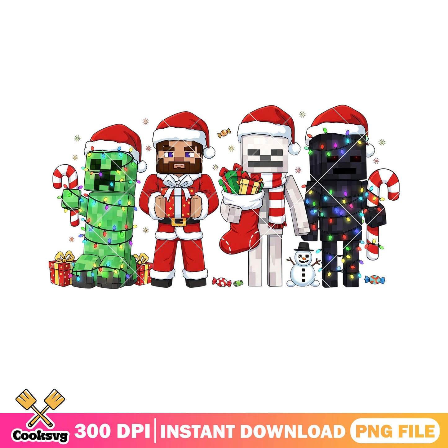 Minecraft squad christmas png, mojang png, minecraft christmas png