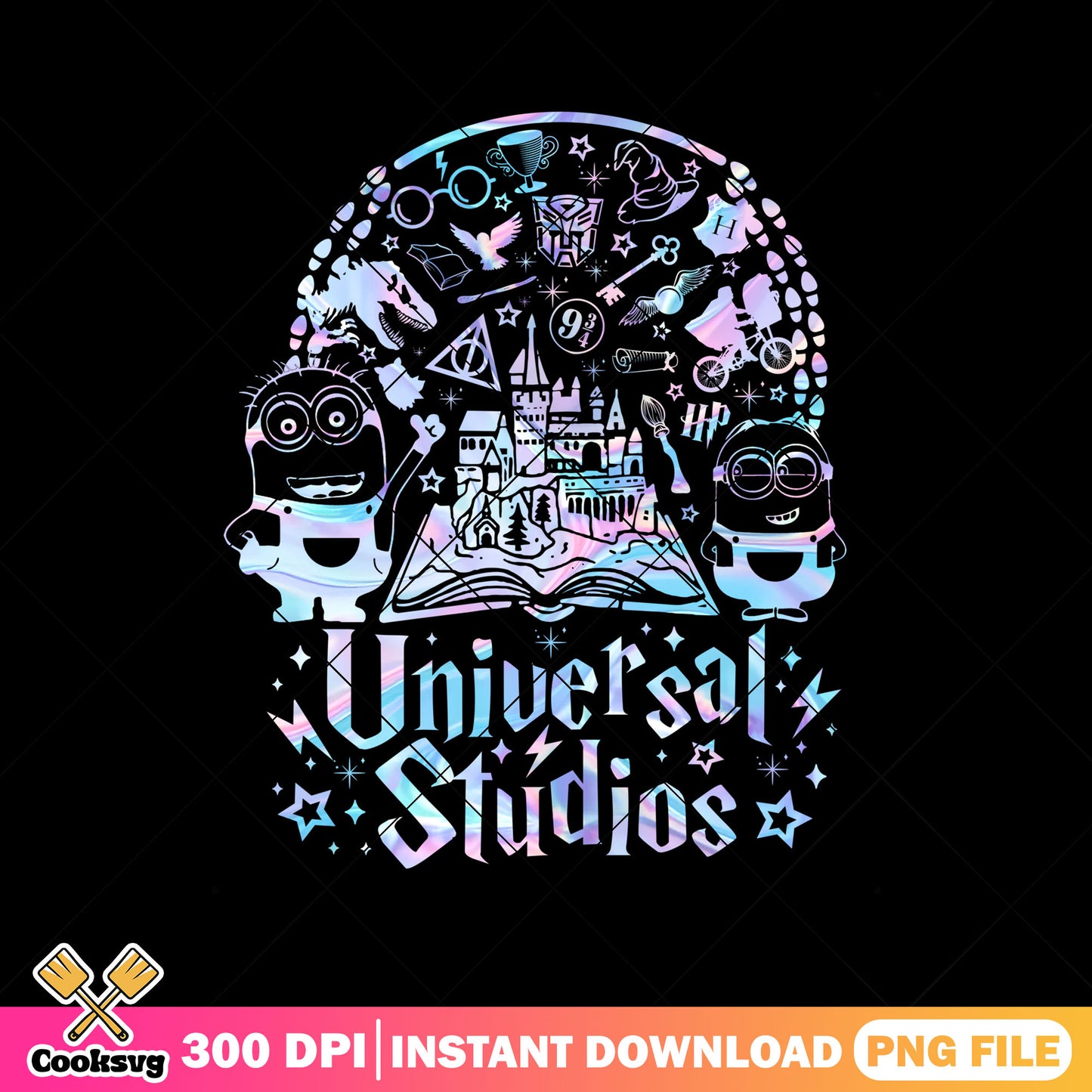 Minion colorful universal studios png, minions movie png