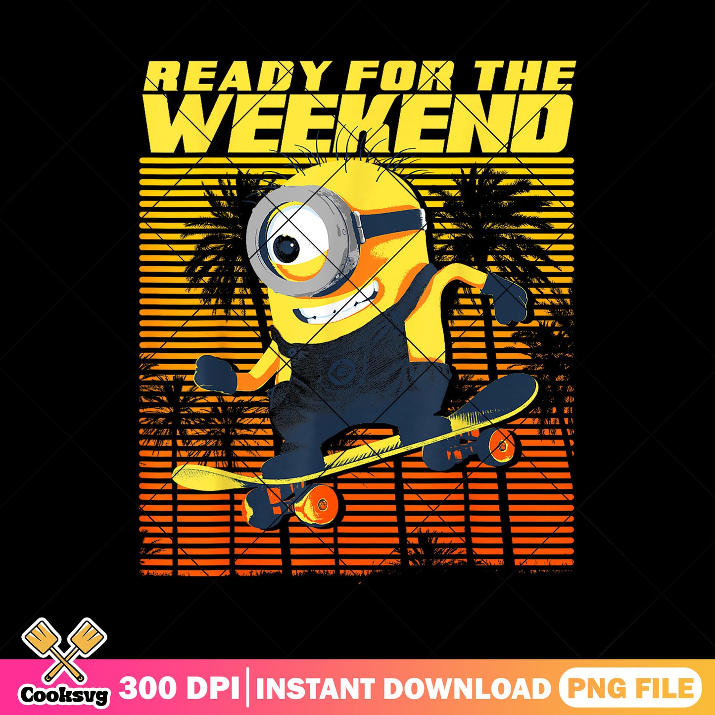 Minion ready for the weekend png, minions summer png, weekend quotes png
