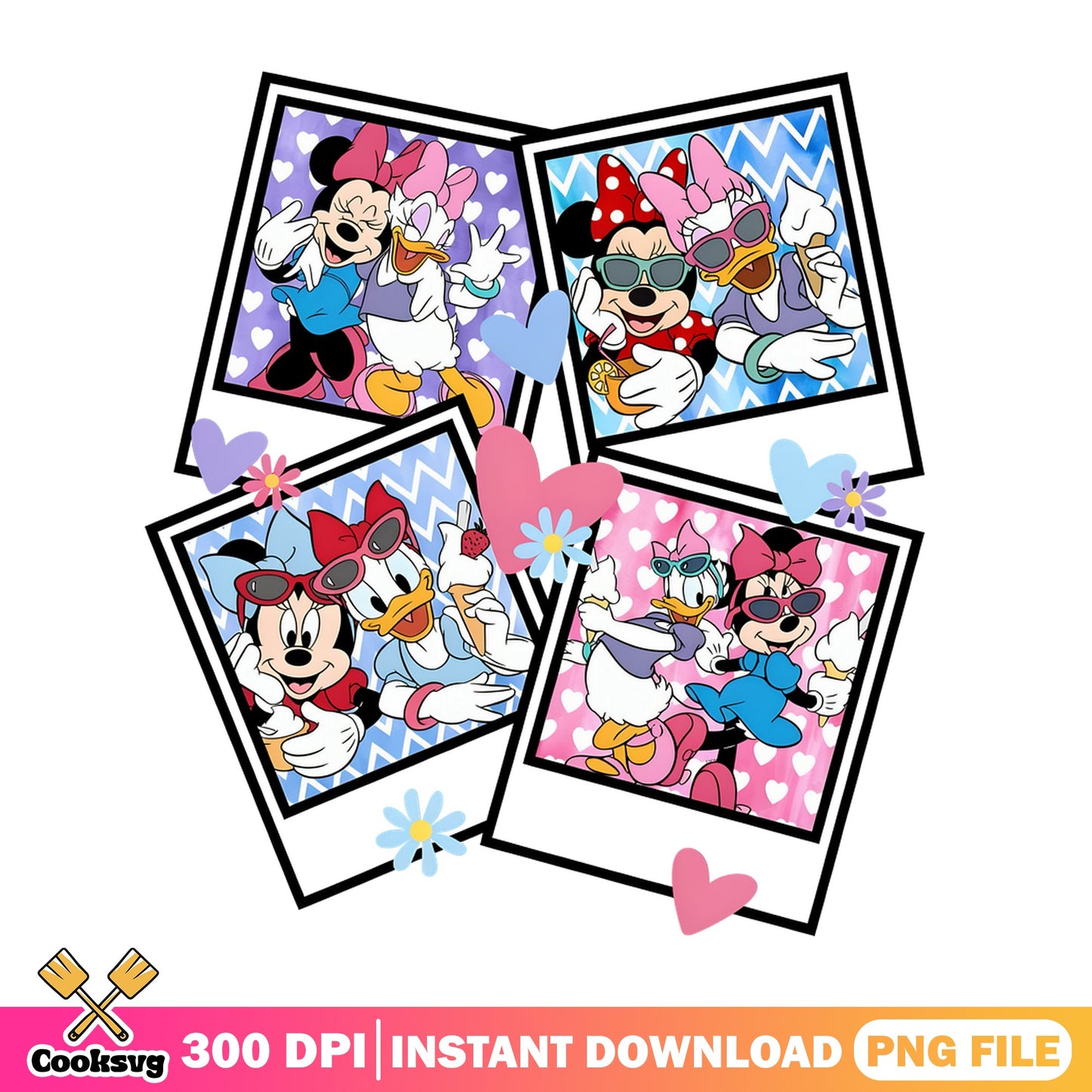 Minnie Mouse And Daisy Duck Polaroid PNG, Disney PNG, Best Friends PNG