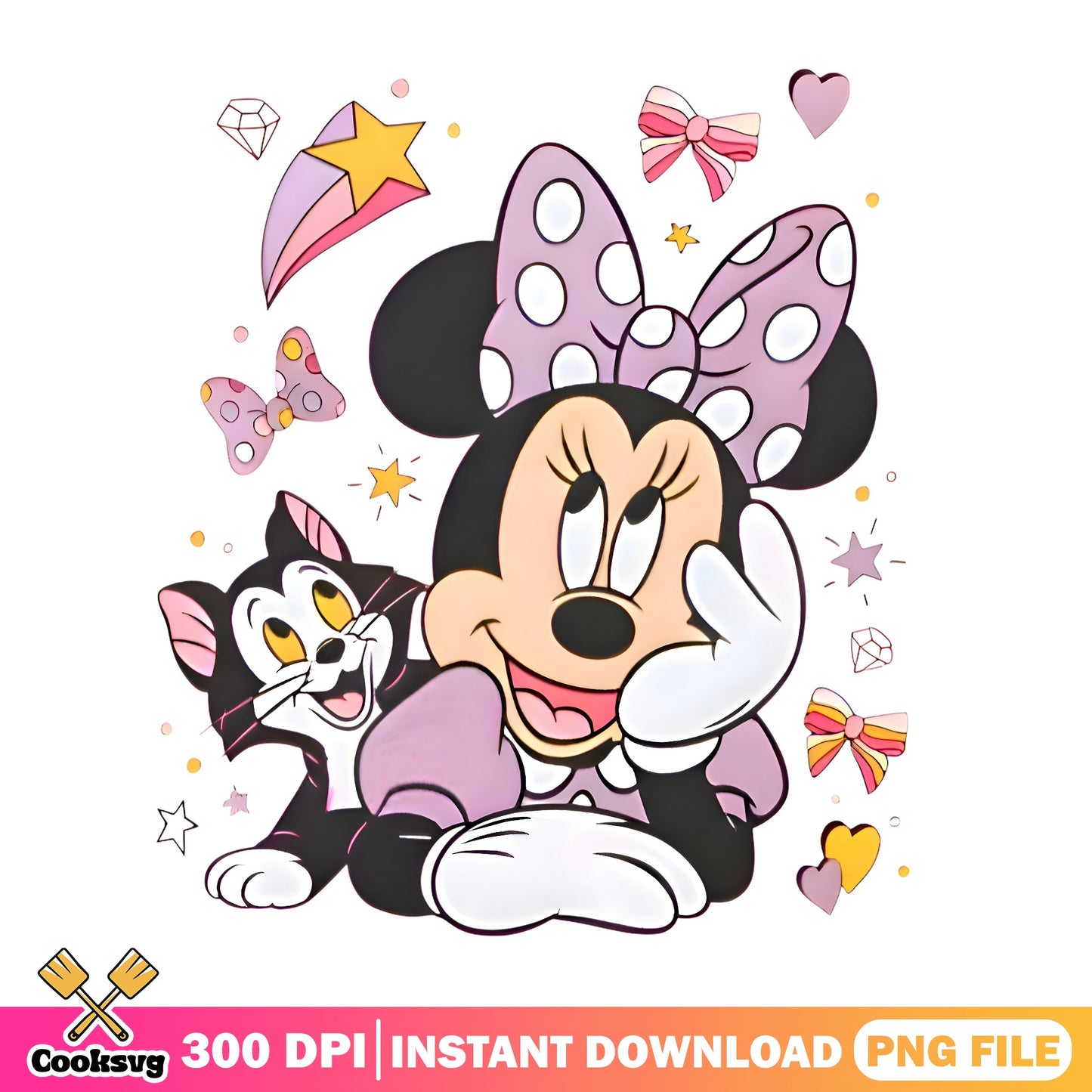 Minnie Mouse And Figaro Cat PNG, Disney PNG, Cute Disney PNG