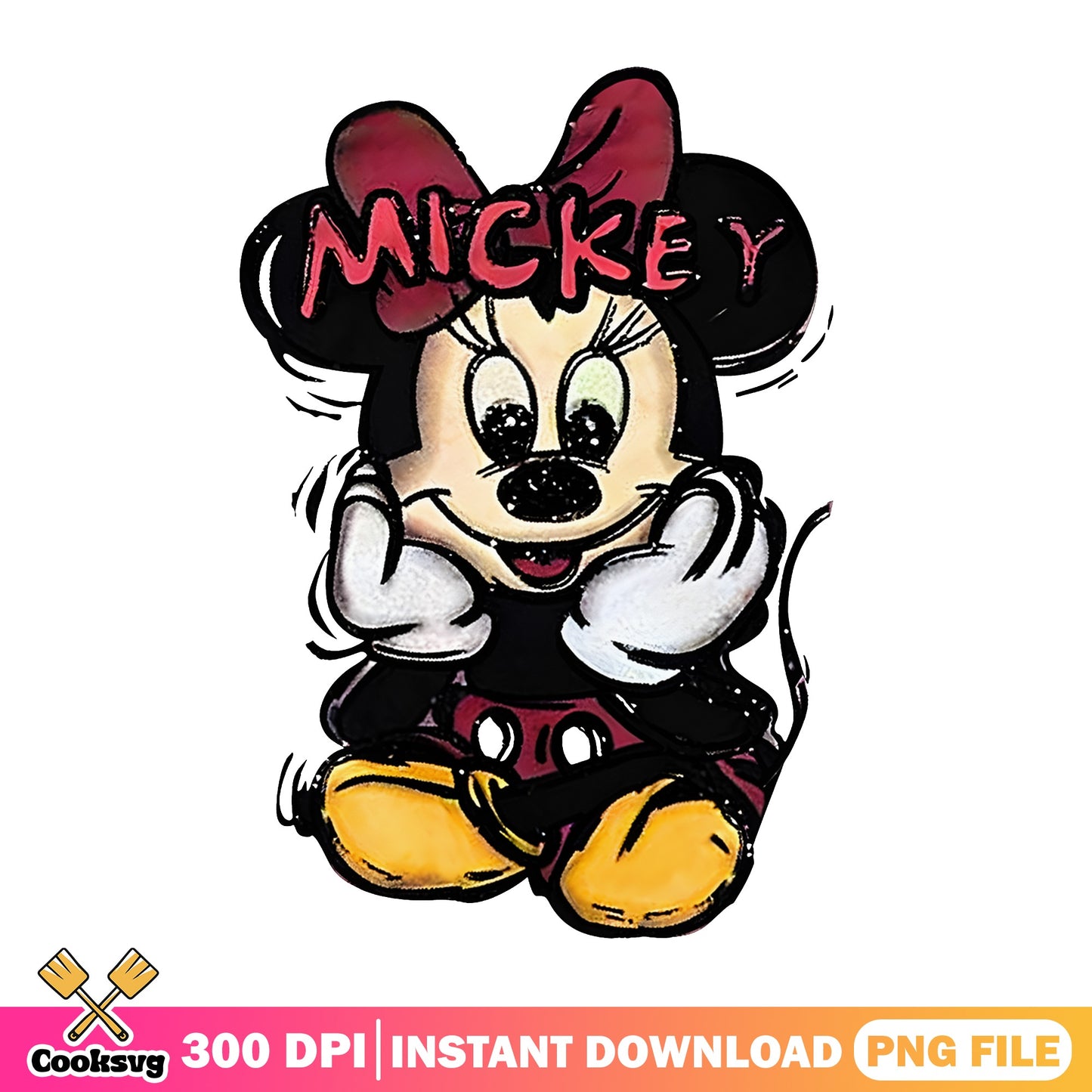 Minnie Mouse Cute Sitting PNG, Mickey Disney PNG, Clipart PNG