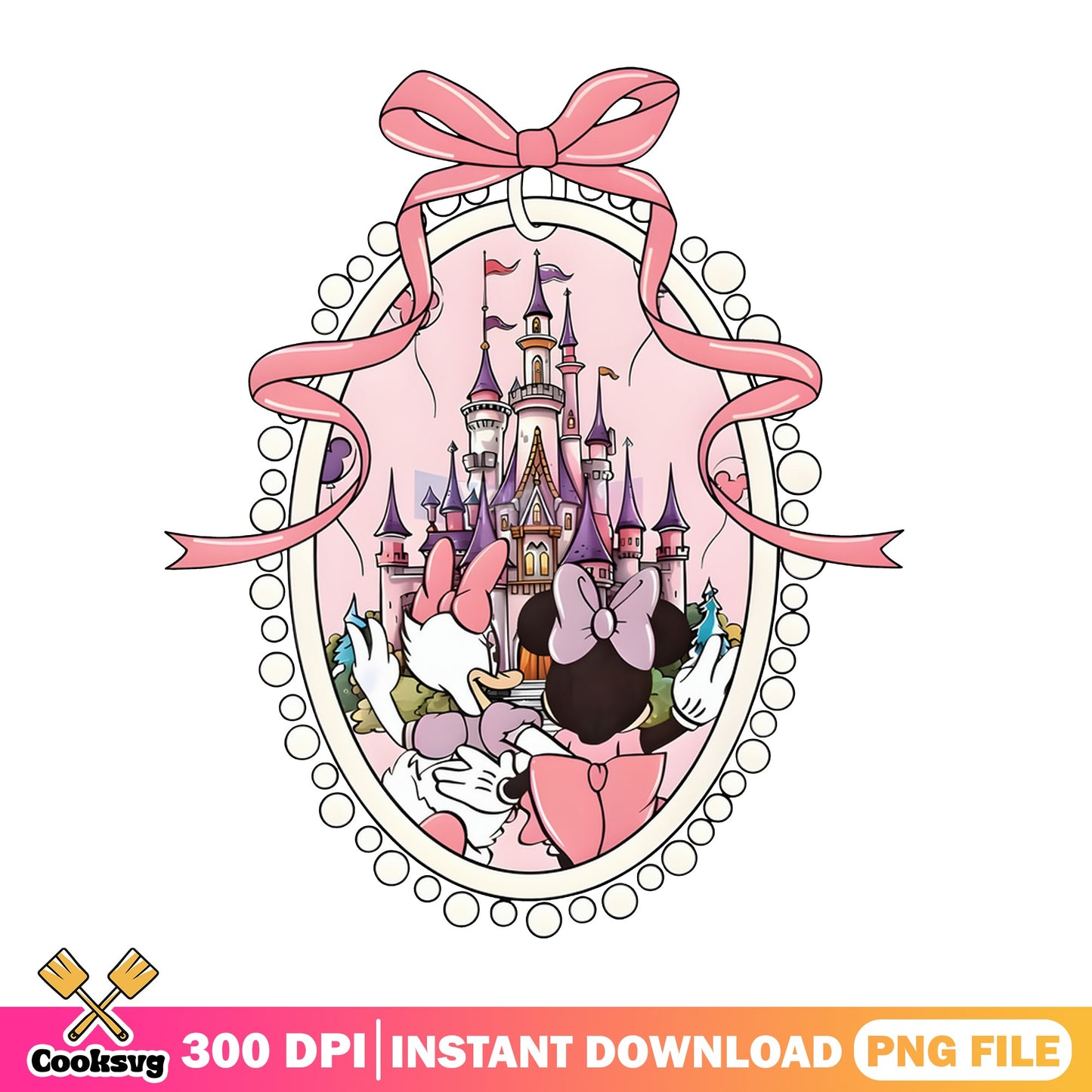 Minnie Mouse Daisy Duck Disney Castle PNG, Coquette Bow PNG, Disney PNG