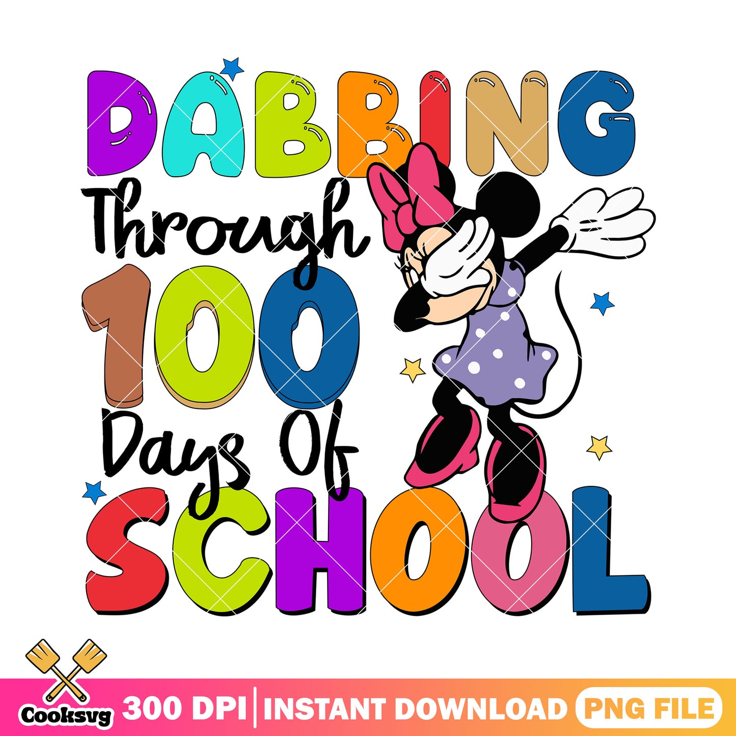 Minnie dabbing 100 days png, happy minnie png, back to school happy png