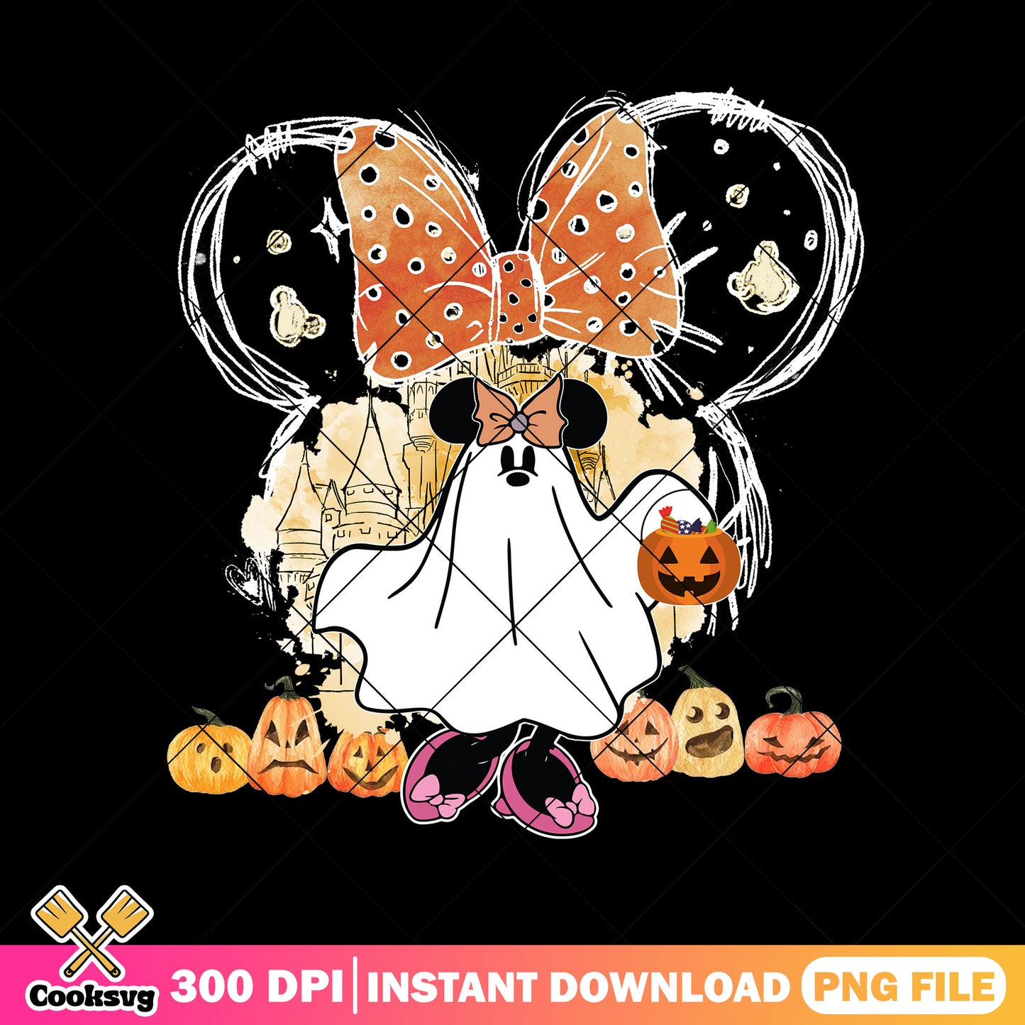 Minnie ghost cos png, halloween ghost png, disney plus png