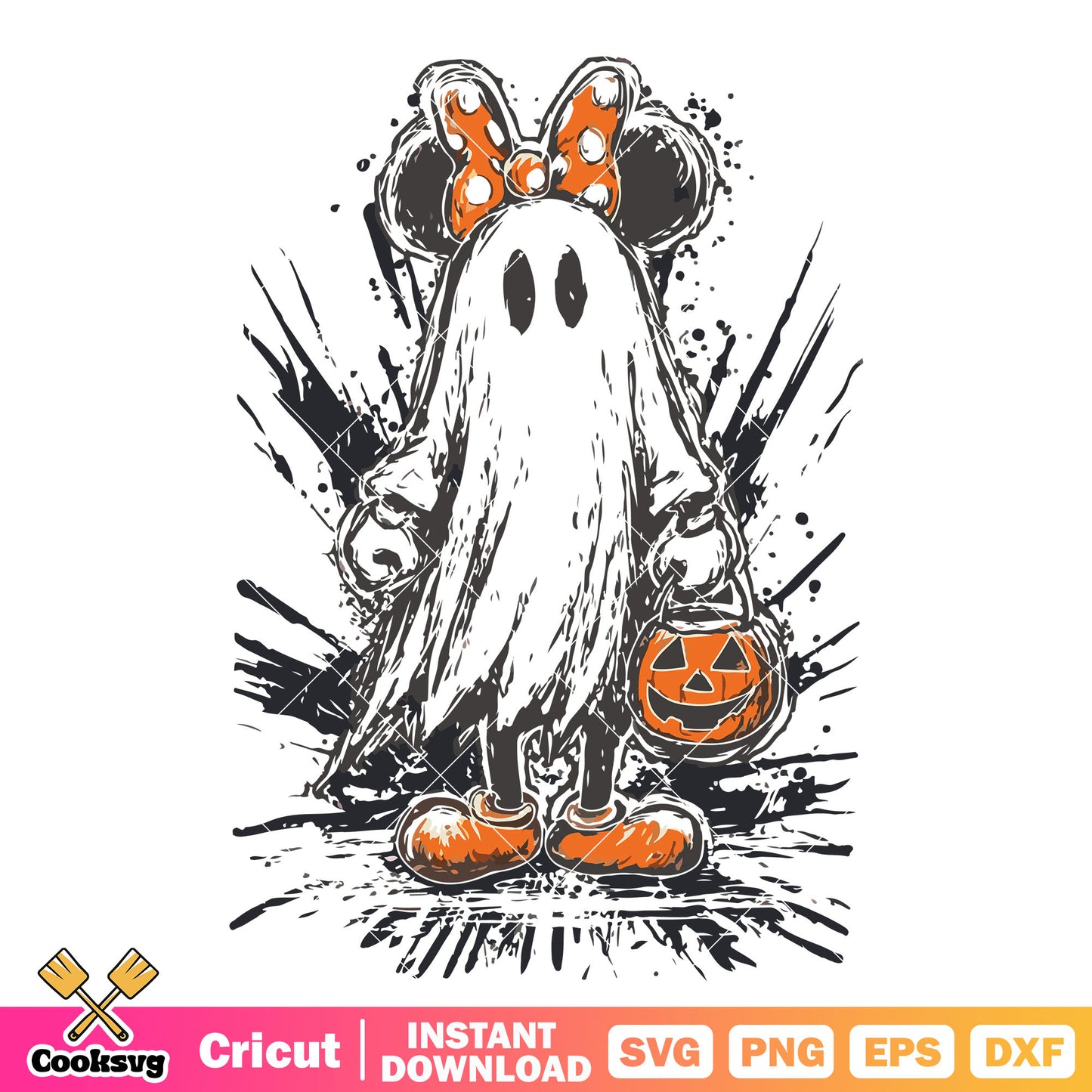 Minnie ghost costume svg, minnie halloween svg, ghost pumpkin svg