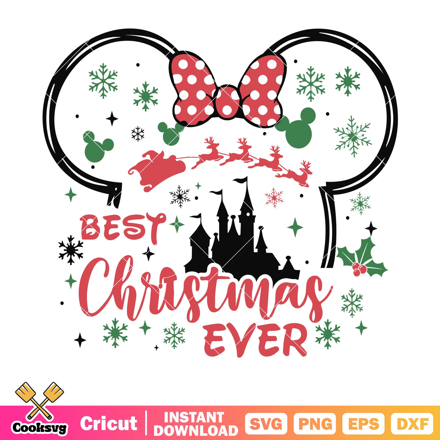 Minnie head best christmas ever svg