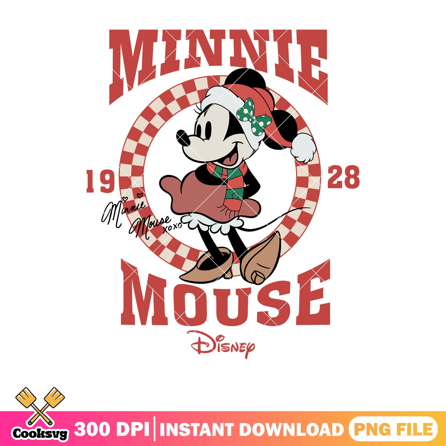 Minnie disney mouse vintage christmas png