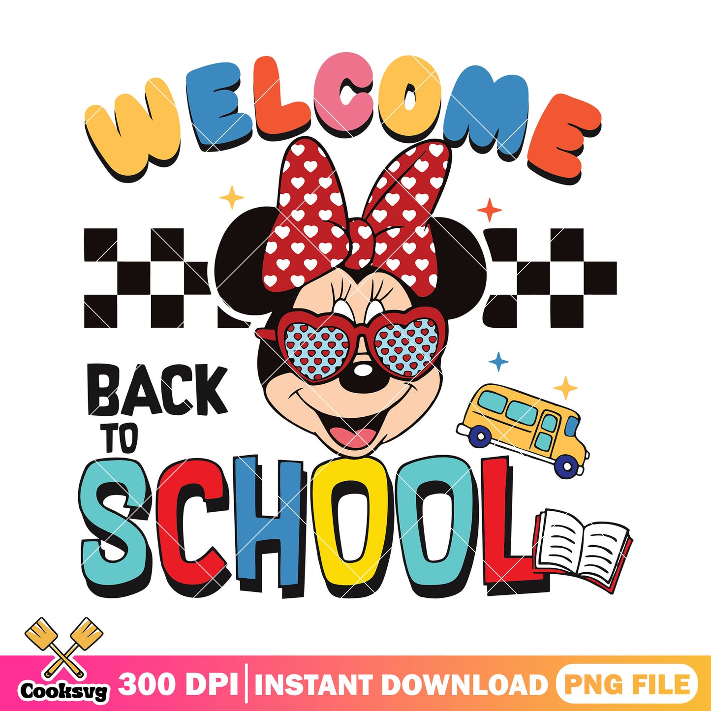 Minnie welcome school png, minnie mouse png, back to school art png