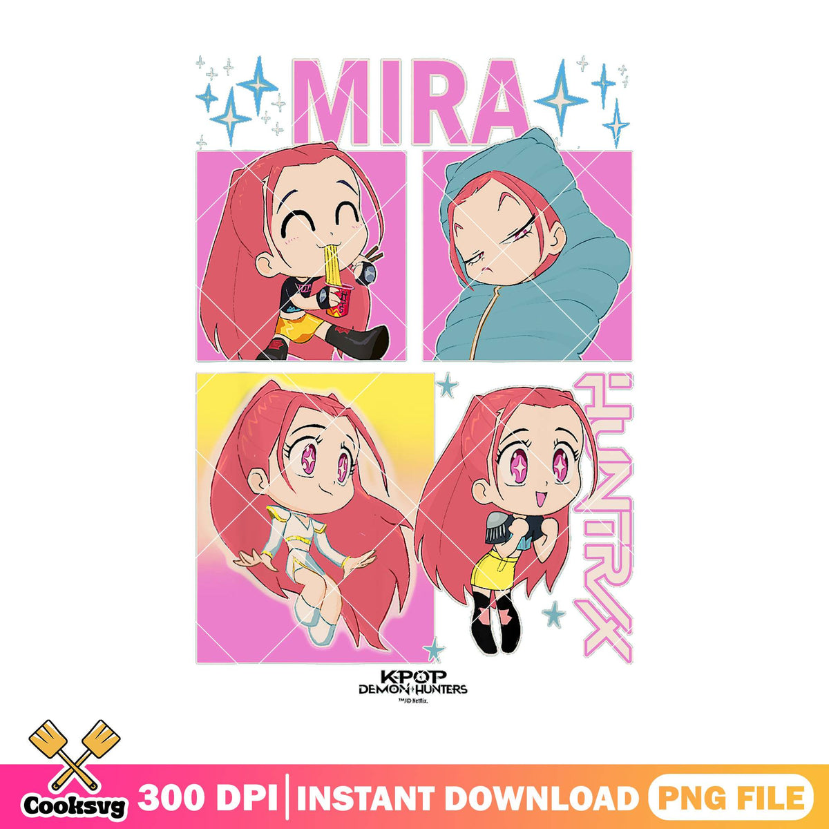 Mira chibi girl design png, mira huntrix png, huntrix girl png