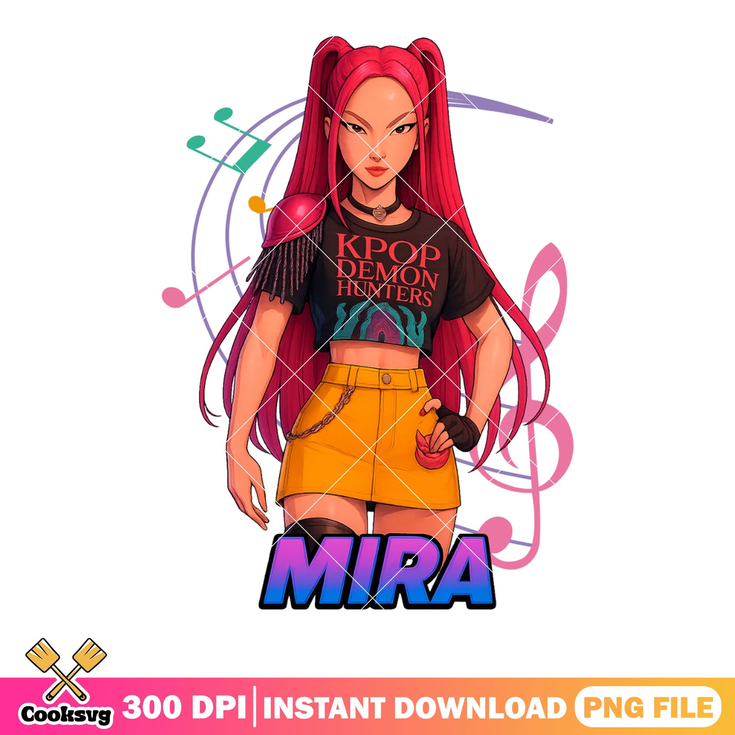 Mira music poster logo png, pose music kpop png, anime kpop png